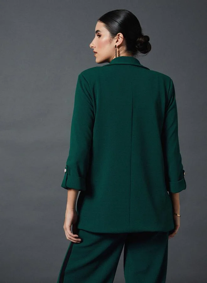 Sassafras  Forest Green Buttoned Blazer for Women | Best Price UAE