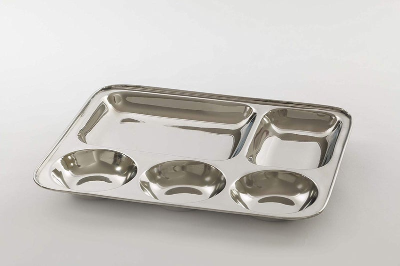 Truvic 5 in 1 Round Extra Deep Compartment Divided Stainless Steel PlateThali Set of 2 - Image 3