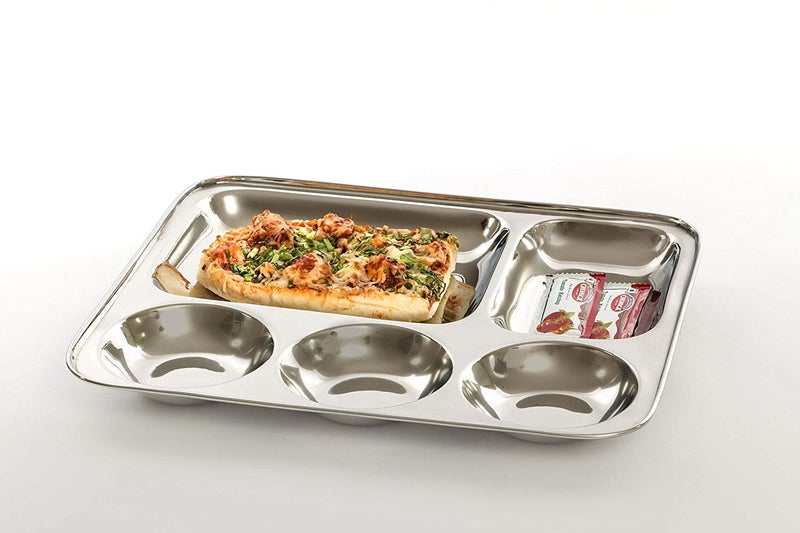 Truvic 5 in 1 Round Extra Deep Compartment Divided Stainless Steel PlateThali Set of 2 - Image 2