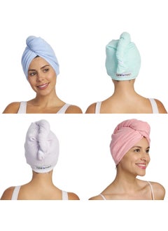 Turbie Twist Turbie Twist 4-Pack Microfiber Hair Towel for Beauty, Travel, Gifting - Hair Wrap Turban for Straight, Wavy & Curly Hair - Premium Hair Care - Pink, Purple, Blue & Aqua 