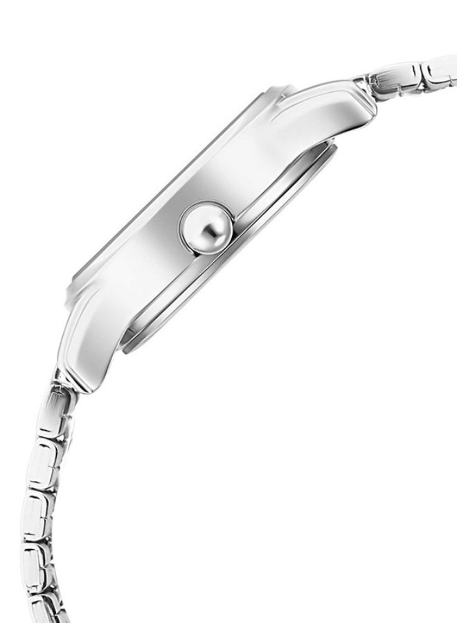 TITAN ساعة تيتان لاجان التناظرية بقرص دائري أسود وحزام فضي للنساء - Image 4