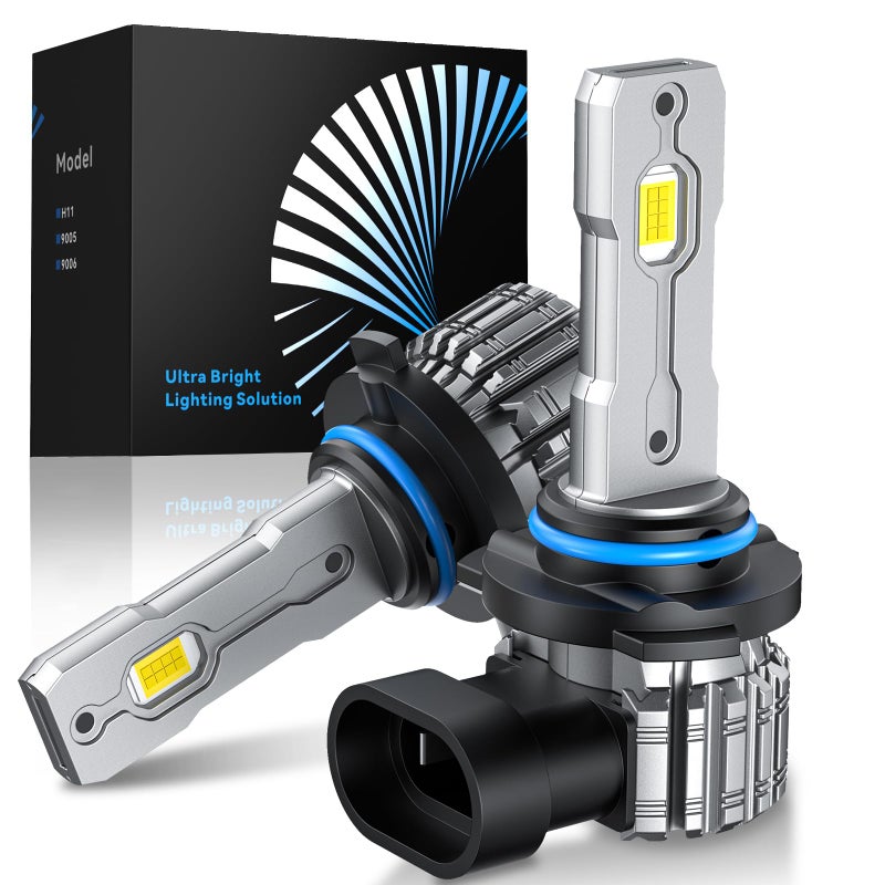 FTEVAR 9006HB4 LED Bulbs 9006 Fog Lights Bulb 30000LM 6000K Cool White Fanless 11 Mini Size Plug and Play Pack of 2