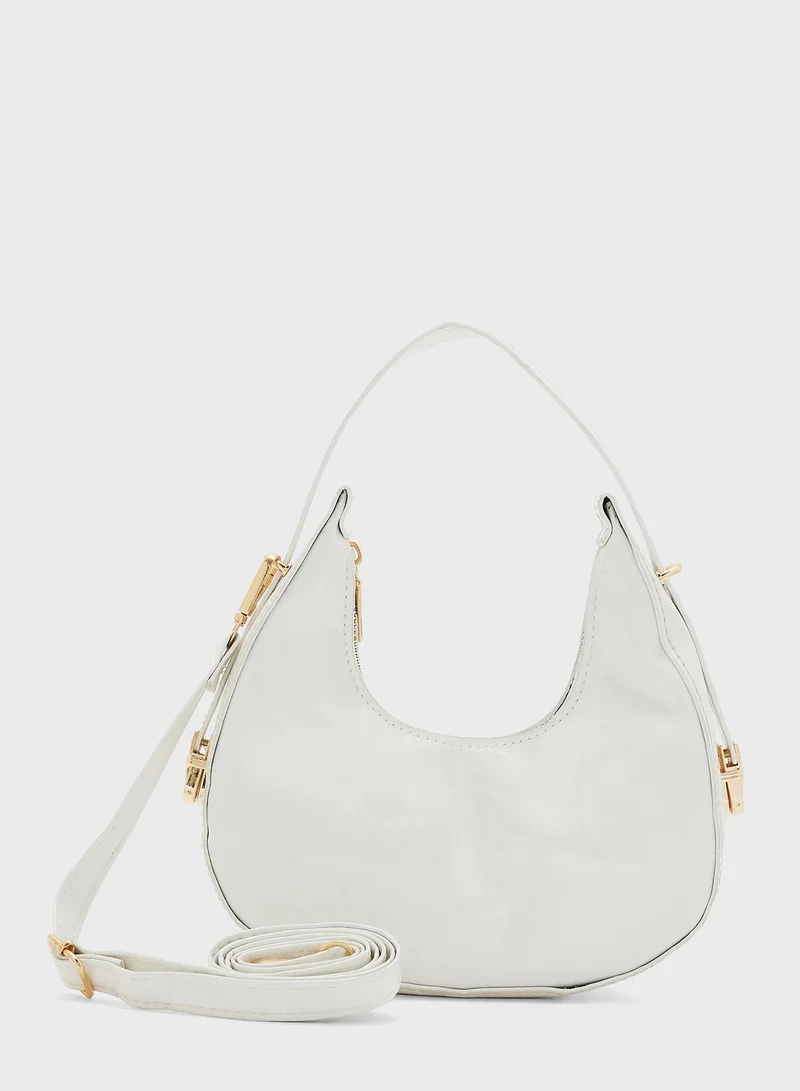 ELLA Croc Effect Shoulder Bag With Crossbody Strap