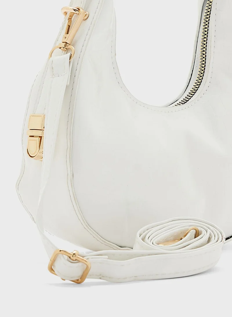 ELLA Croc Effect Shoulder Bag With Crossbody Strap