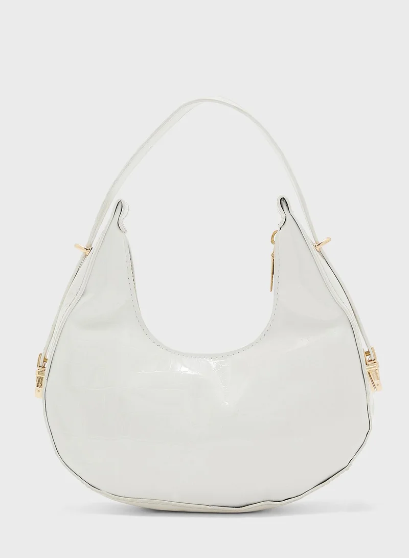 ELLA Croc Effect Shoulder Bag With Crossbody Strap
