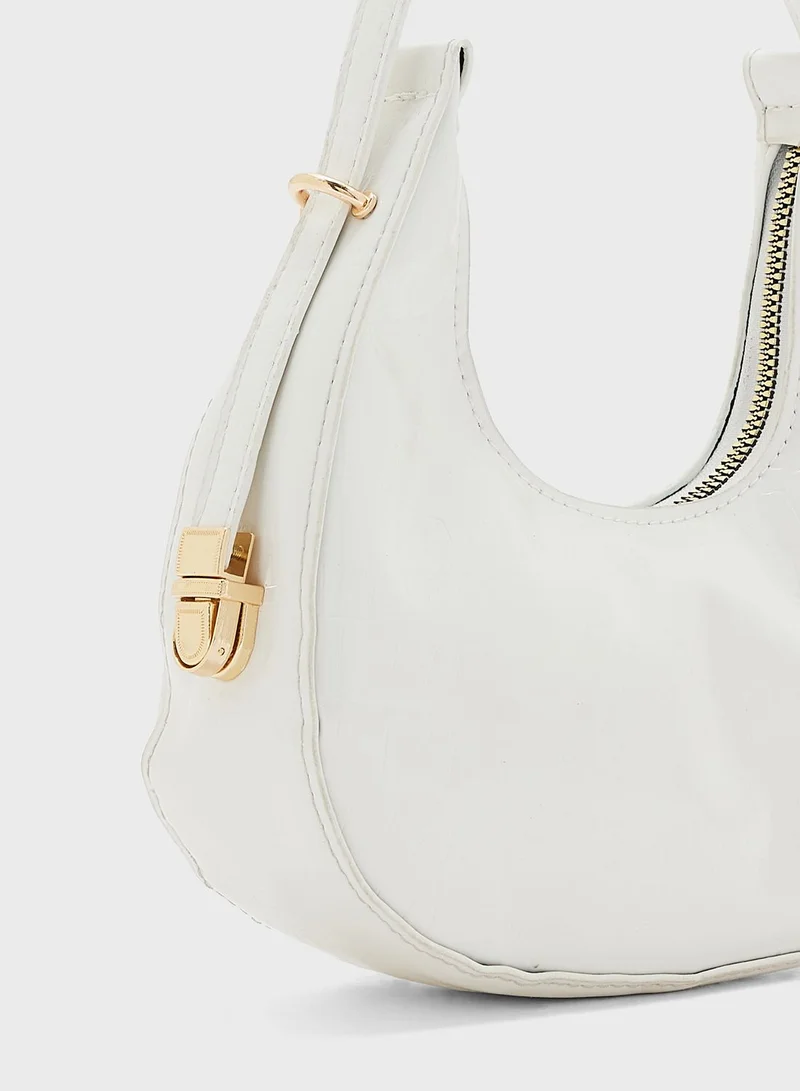 ELLA Croc Effect Shoulder Bag With Crossbody Strap