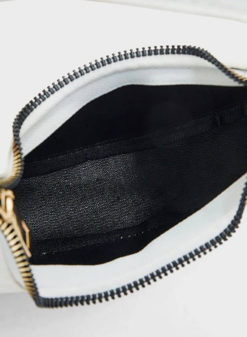 ELLA Croc Effect Shoulder Bag With Crossbody Strap