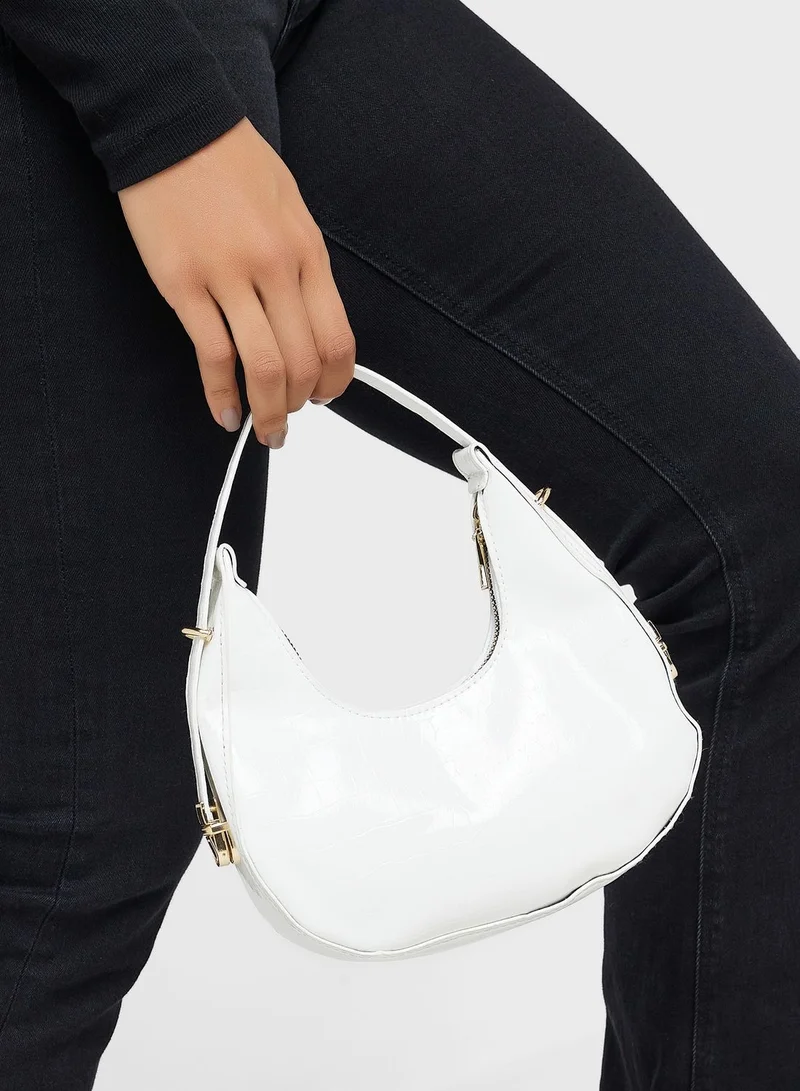ELLA Croc Effect Shoulder Bag With Crossbody Strap