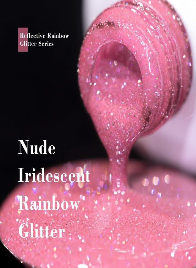 RARJSM Reflective Glitter Gel Nail Polish Nude Hot Pink Sheer Jelly Gel Polish Flash Diamond Sparkle Rainbow Silver Shimmer Pigments Soak off Curing Requires 15ml Single Bottle for Home Salon - Image 3