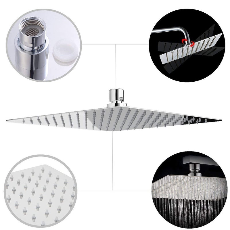 Mawson Superior 8X8 Inch Shower With 18inch Arm Stainless Steel Overhead Shower Combo Set - Image 5