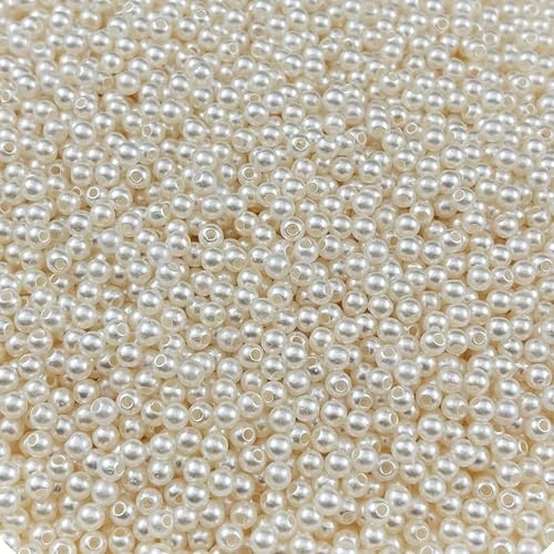 INDIKONB Glass Round Moti for Bracelet & Jewellery Making | AAAAA Offwhite Glass Beads Bulk Wholesale Pack (5MM) - Image 1