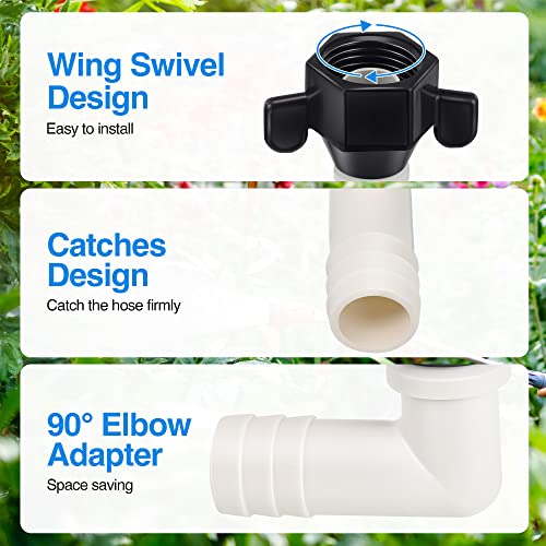 Dreyoo 1/2" x 14 NPT x 1/2" Barb Elbow and Straight Swivel Adapter RV Water Pump Fittings with Thread Seal Tape, 1/2 Inch Female Threaded Pex Fittings for Water Pump Strainer - Image 3