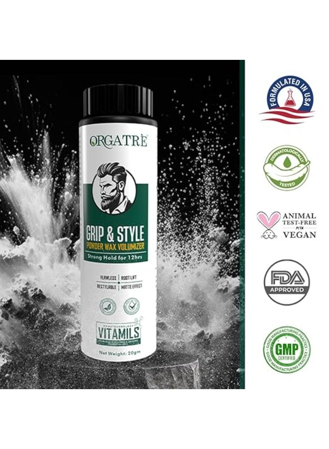 ORGATRE Grip & Style Hair Volumizing Powder | Strong Hold up to 12 Hrs | Matte Finish Hair Wax Powder for Men | Safe Hair Fiber Powder Wax | Hair Styling Powder for Men | 20 gm (Pack of 1) - Image 4