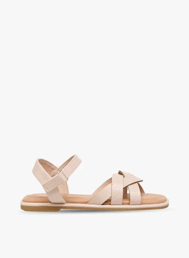 Little Missy Girls Strap Detail Sandals with Hook and Loop Closure