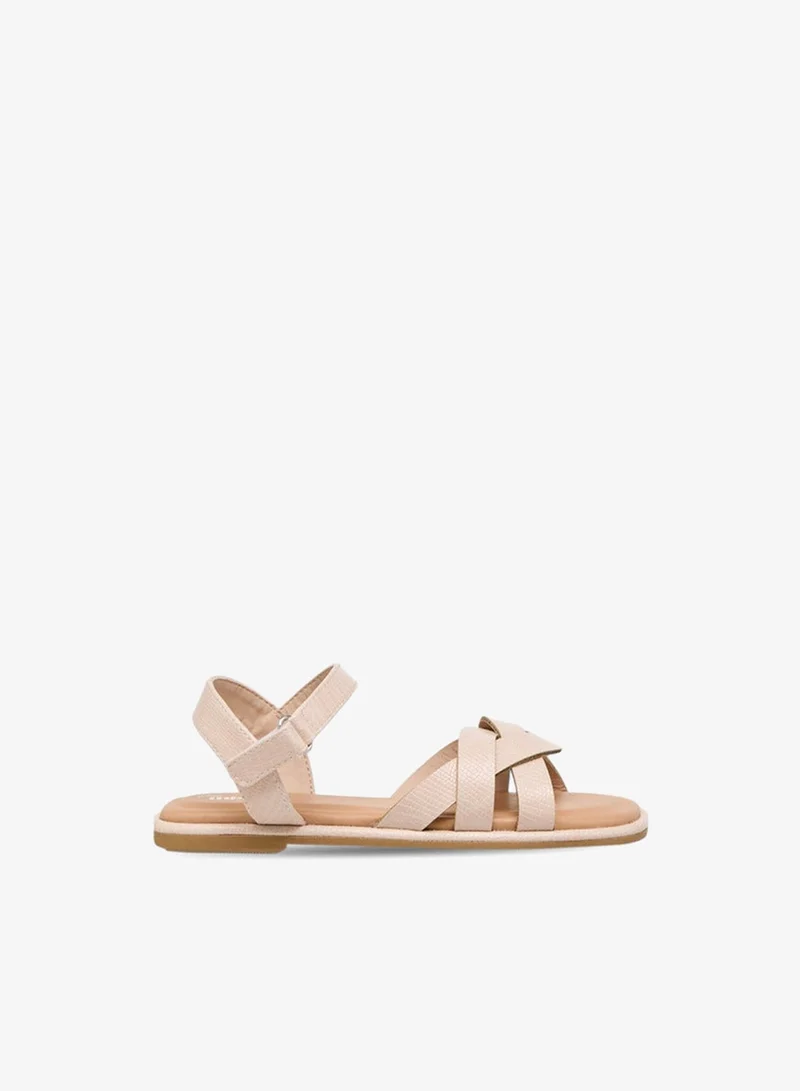 Little Missy Girls Strap Detail Sandals with Hook and Loop Closure