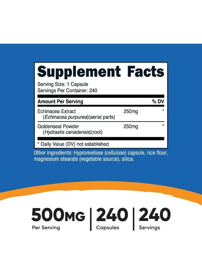 Nutricost Nutricost Echinacea & Goldenseal Root, 500mg, 240 Capsules - Vegetarian Caps, Non GMO, Gluten Free - Image 2