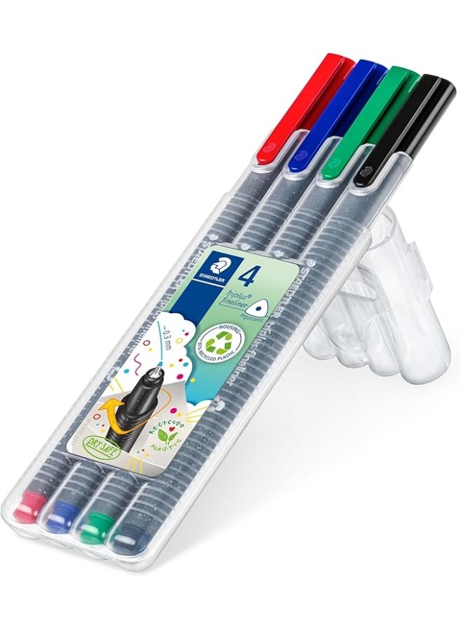 Steadtler أقلام تريبلوس فاينلاينر بنقطة فائقة الدقة، 0.3 مم، ألوان متنوعة، عبوة من 4 - Image 2