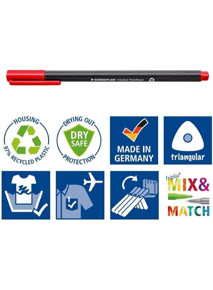 Steadtler أقلام تريبلوس فاينلاينر بنقطة فائقة الدقة، 0.3 مم، ألوان متنوعة، عبوة من 4 - Image 5
