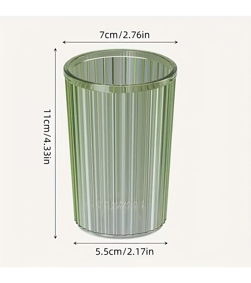 Light Luxury Transparent Striped Mouthwash Cup 2 Pack for Bathroom Home - Image 3