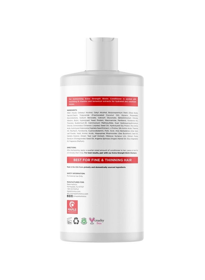 Maple Holistics Extra Strength Biotin Conditioner for Hair Growth - Sulfate Free Conditioner with Moisturizing and Nourishing Shea Butter Jojoba Oil and Plant Proteins for Dry Damaged Fine Weak & Dull Hair (16 Fl Oz) - Image 5