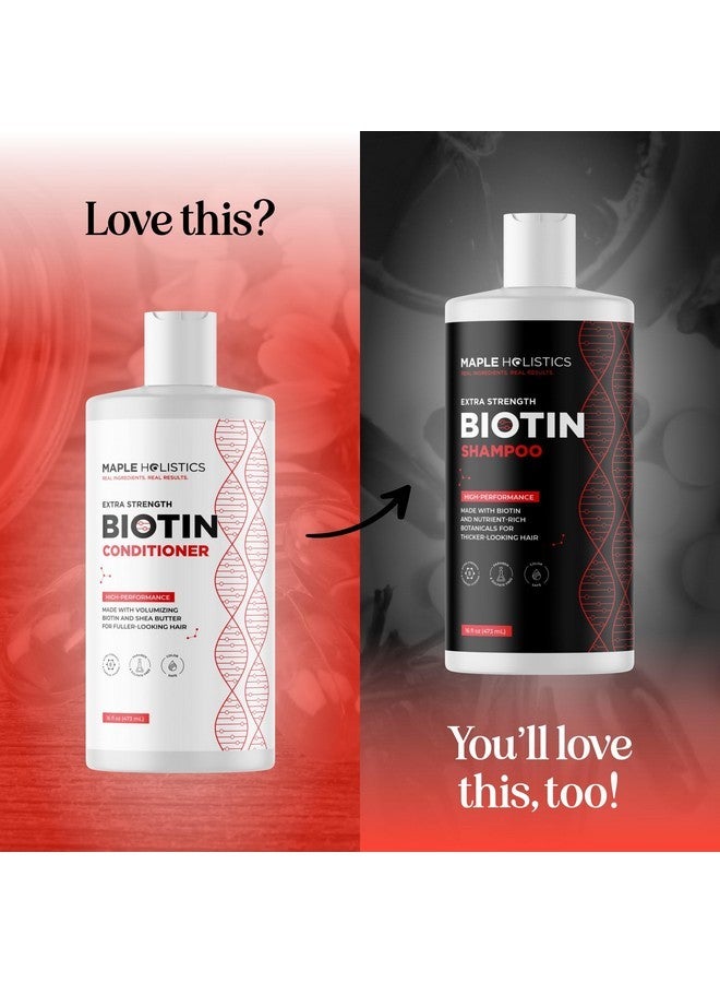 Maple Holistics Extra Strength Biotin Conditioner for Hair Growth - Sulfate Free Conditioner with Moisturizing and Nourishing Shea Butter Jojoba Oil and Plant Proteins for Dry Damaged Fine Weak & Dull Hair (16 Fl Oz) - Image 4