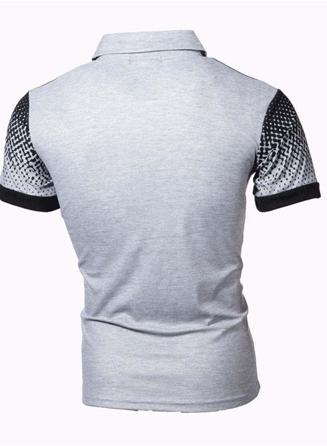 Loquat Men's Gradual Color 3D Printing Slim Fitting Polo Shirt  - Image 2