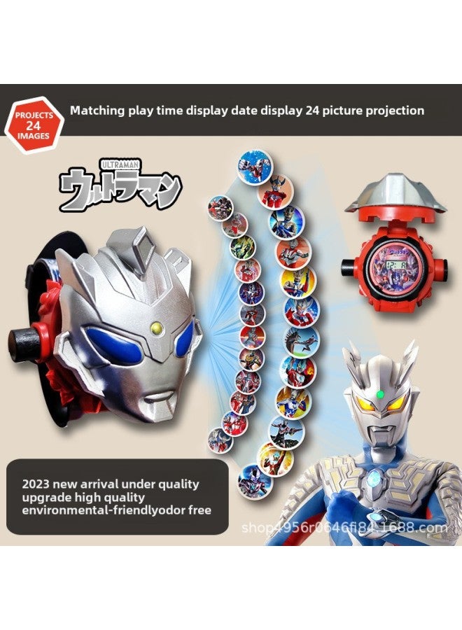 Ultraman Projection Watch Degas Children's Edition Electronic Cello Belia Luminous Boys Kindergarten Children's Day Toy-Color:Gold Saero Projection Watch (24 Pictures Can Tell The Time)-Specifications:Opp Bag  - Image 4