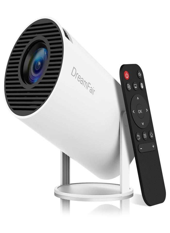 DreamFair Mini Projector, Support 4K 1080P Portable Projector with Dual Band WIFI6 5G Wireless 5.2 Bluetooth Android 11, 200 ANSI Lumens, 180° Rotatable, Auto Keystone Correction,35"-130" Screen Video Projector - Image 1