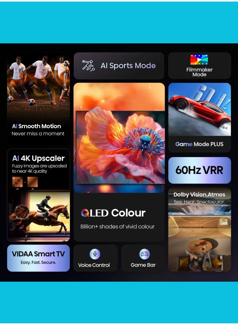 Hisense 75Q6Q  International Model | 75 Inch QLED 4K 60Hz VIDAA Smart TV | QLED Colour| Dolby Vision | Dolby Atmos | AI 4K Upscaler | AI Smooth Motion | Game Mode Plus 60Hz ALLM | Game Bar | Voice Control 75Q6Q Black - Image 2