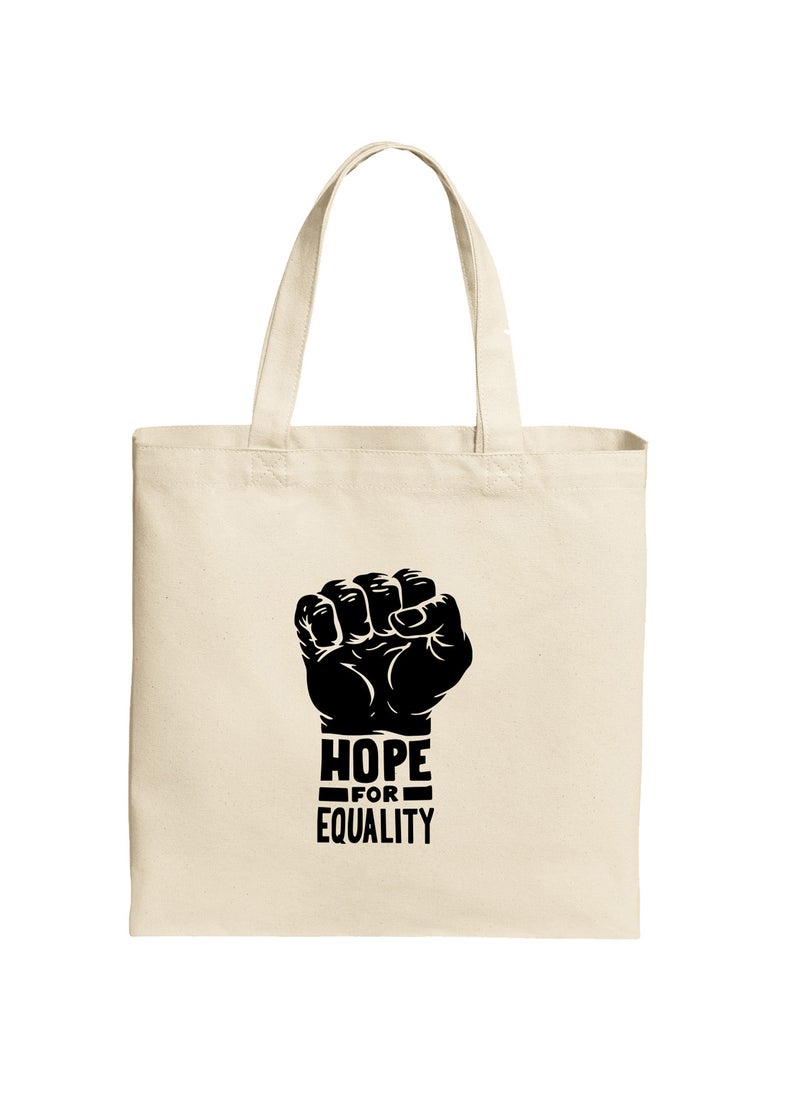 Spoil Your Wall Hope For Equality Quotes Tote Bag, Natural Shopping Bag, 38x42cm Reusable Jute Bag by Spoil Your Wall  - Image 1