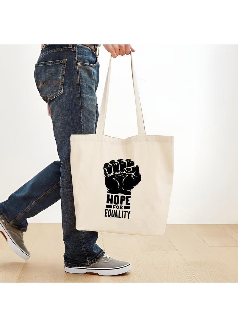 Spoil Your Wall Hope For Equality Quotes Tote Bag, Natural Shopping Bag, 38x42cm Reusable Jute Bag by Spoil Your Wall  - Image 2