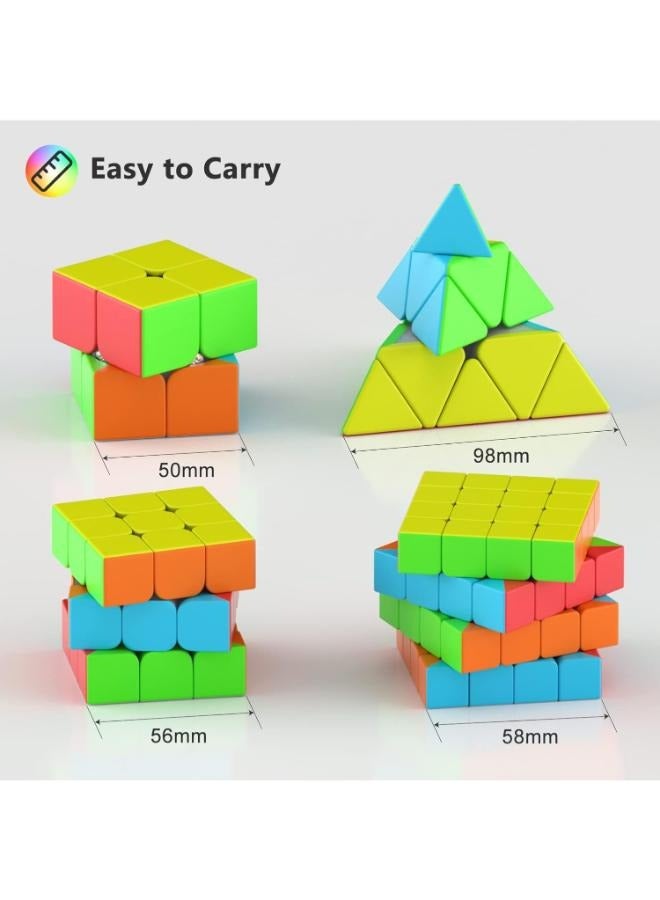 مجموعة مكعبات السرعة 4 قطع، مجموعة مكعبات أحجية مكونة من 2 × 2 3 × 3 4 × 4 مكعب سرعة بدون ملصقات هرمية، ألعاب مكعبات سحرية ناعمة هدية للأطفال والمراهقين والبالغين - Image 2