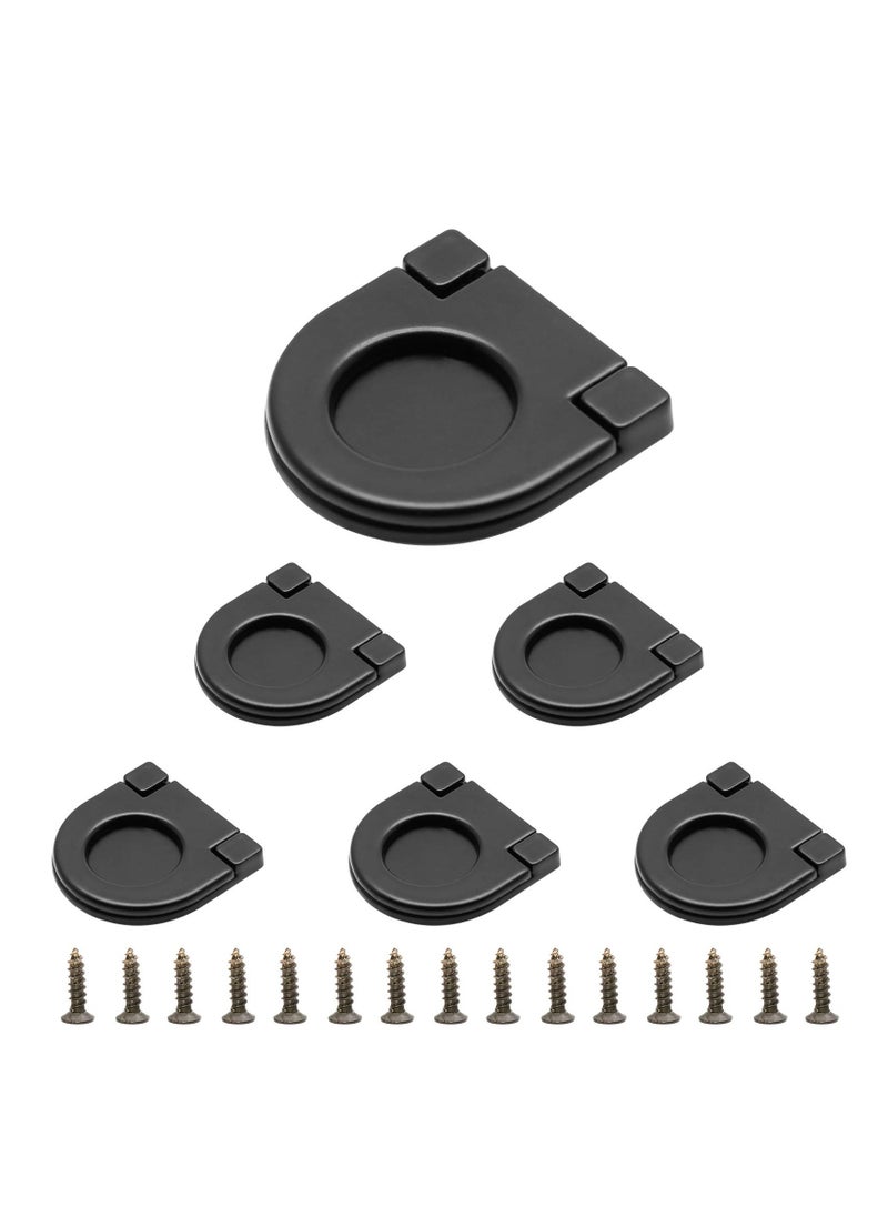 KASTWAVE 6PCS Black Aluminum Alloy Flush Ring Pulls, Hidden Recessed Drawer Handles for Cabinet, Drawer, Cupboard, Dresser - Modern Style, 1-3/8 Inch Diameter, 36mm Length  - Image 1