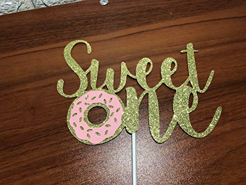 LeeSky Gold Sweet Donut One Cake Topper Sweet Donut One 1st Birthday Cake Topper for Donut 1st Themed Birthday Party Cake Supplies - Image 4