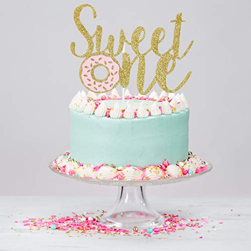 LeeSky Gold Sweet Donut One Cake Topper Sweet Donut One 1st Birthday Cake Topper for Donut 1st Themed Birthday Party Cake Supplies - Image 2