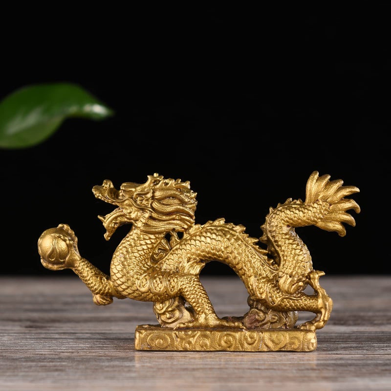 BRABUD Handmade Magical and Noble Brass Azure Dragon Figurine Home Office Desk Decoration - Image 5