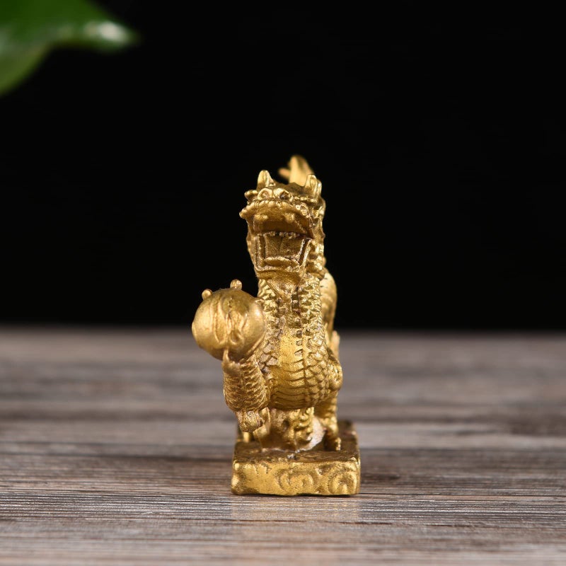 BRABUD Handmade Magical and Noble Brass Azure Dragon Figurine Home Office Desk Decoration - Image 3