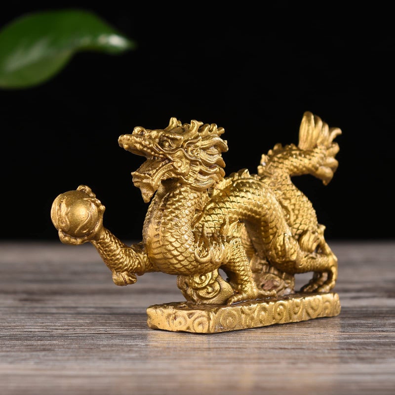 BRABUD Handmade Magical and Noble Brass Azure Dragon Figurine Home Office Desk Decoration - Image 4