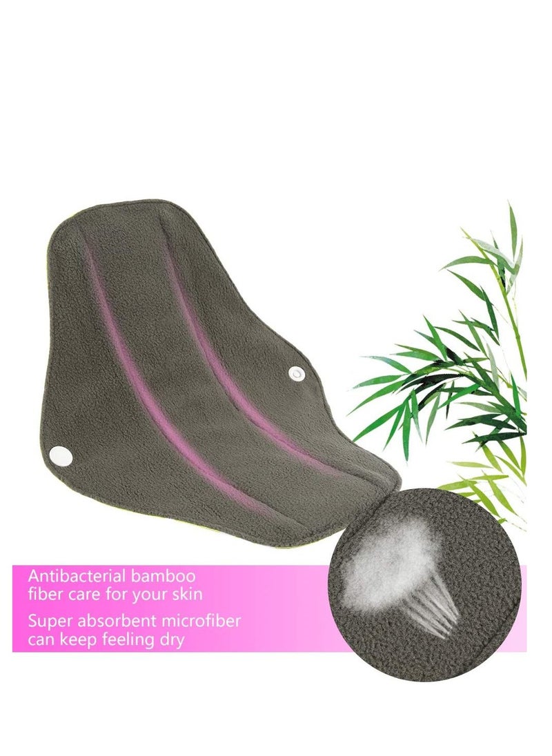 Y&D 5 Pack Reusable Sanitary Pads, Bamboo Charcoal Towels, Washable Waterproof Menstrual Absorbent Cloth Medium to Heavy Flow Eco Friendly Pads  - Image 2