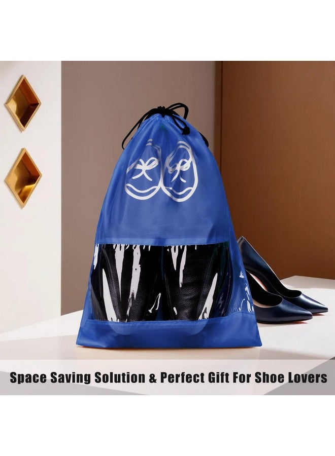 Kuber Industries Kuber Industries Pack of 12 Travel Shoe Organizer | Travel Organizer | Waterproof Shoe Bag | Storage Organizers Set | Parachute Shoe Cover with Transparent Window | Shoe Dori Cover | Royal Blue - Image 2