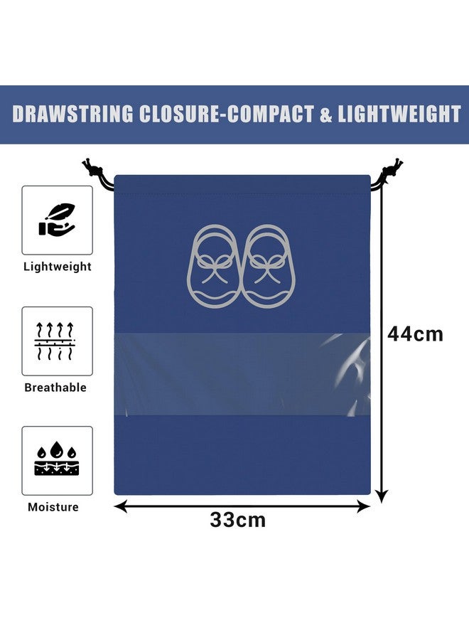 Kuber Industries Kuber Industries Pack of 12 Travel Shoe Organizer | Travel Organizer | Waterproof Shoe Bag | Storage Organizers Set | Parachute Shoe Cover with Transparent Window | Shoe Dori Cover | Royal Blue - Image 3