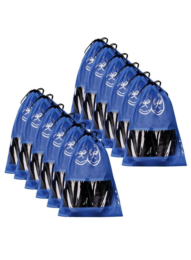 Kuber Industries Kuber Industries Pack of 12 Travel Shoe Organizer | Travel Organizer | Waterproof Shoe Bag | Storage Organizers Set | Parachute Shoe Cover with Transparent Window | Shoe Dori Cover | Royal Blue - Image 1