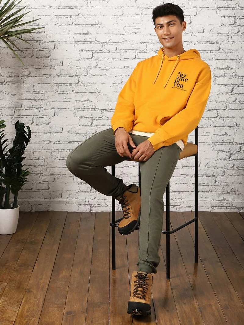 NOBERO  Stylish Yellow Oversized Hoodie for Men  | Best Price UAE