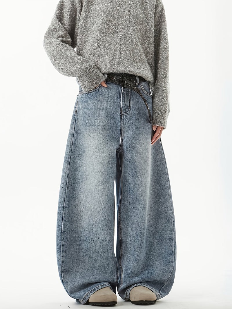 Geng Yuan Shi Selected Men'S Casual Loose Curved Denim Jeans - Image 3