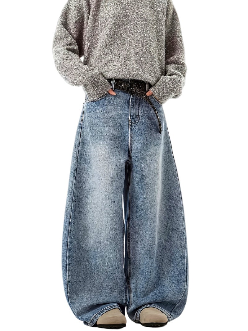 Geng Yuan Shi Selected Men'S Casual Loose Curved Denim Jeans - Image 1
