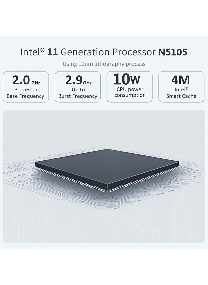 Generic - Mini PC Windows 11, Jasper Lake N5105 Quad Core Processor 8GB DDR4 M.2 SSD Mini Desktop Computer Dual 4K HDMI, 3 USB 3.0, WiFi, BT4.2, Gigabit Ethernet (8GB+1TB) - Image 1