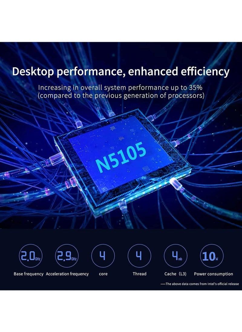 Generic - Mini PC Windows 11, Jasper Lake N5105 Quad Core Processor 8GB DDR4 M.2 SSD Mini Desktop Computer Dual 4K HDMI, 3 USB 3.0, WiFi, BT4.2, Gigabit Ethernet (8GB+1TB) - Image 1