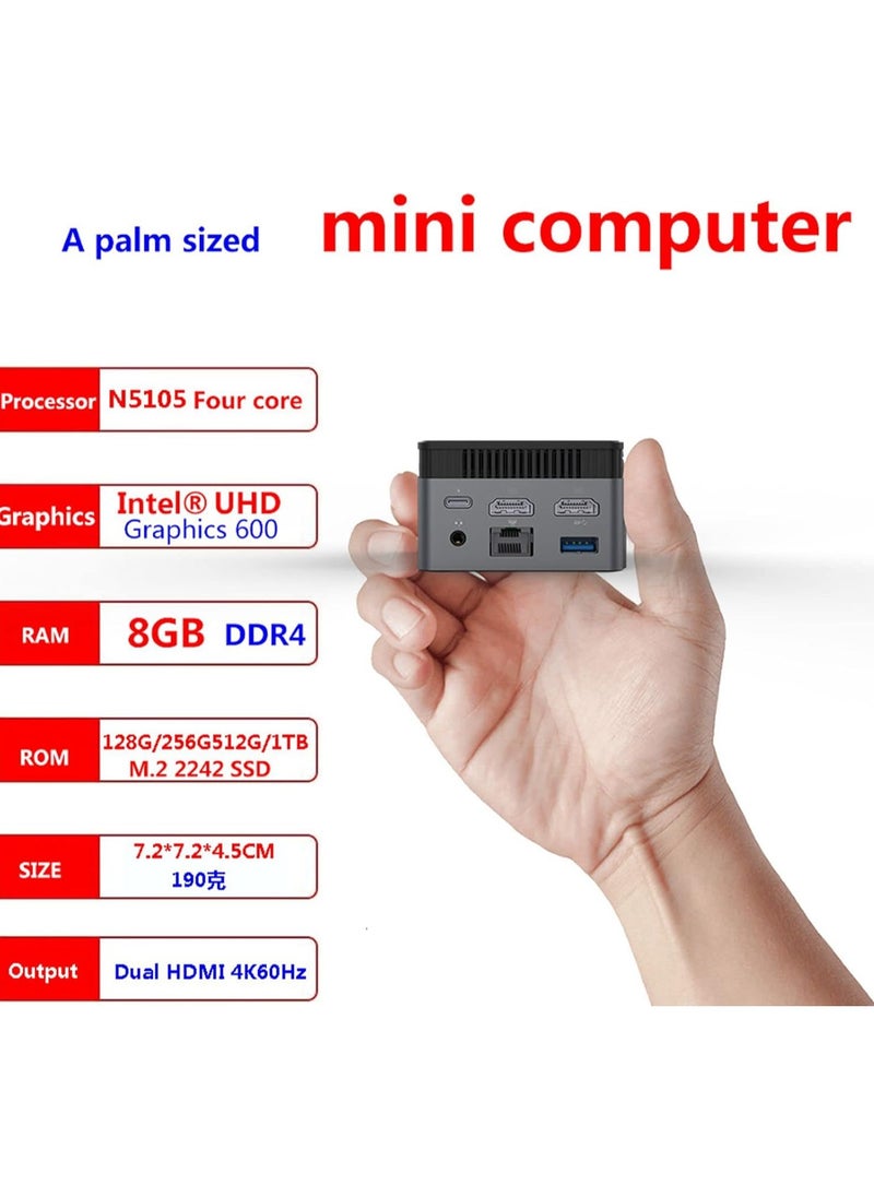 Generic - Mini PC Windows 11, Jasper Lake N5105 Quad Core Processor 8GB DDR4 M.2 SSD Mini Desktop Computer Dual 4K HDMI, 3 USB 3.0, WiFi, BT4.2, Gigabit Ethernet (8GB+1TB) - Image 1