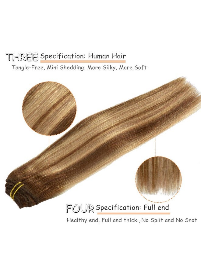Caliee Real Hair Extension Clip in Human Hair Extensions for Full Head R4-4/27 Balayage Natural Straight Hair Extensions for Women 16inch 120g 7Pcs - Image 5
