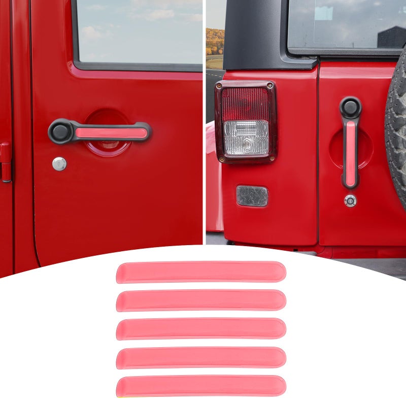 PDKLIN for Jeep JK Tailgate Door Handle Insert Trim Cover for Jeep Wrangler JK JKU 20072017 4DR Pink Exterior Accessories 5pcs - Image 2